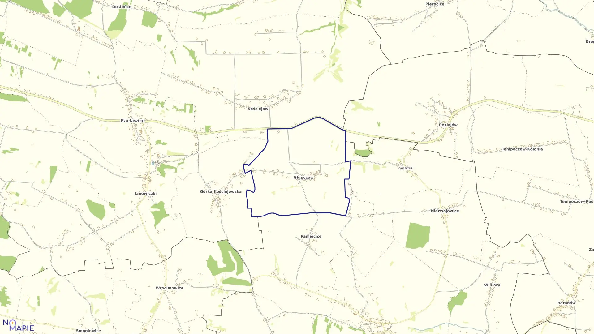 Mapa obrębu GŁUPCZÓW w gminie Racławice